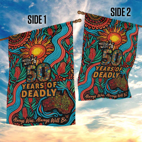 NAIDOC Week 26 Garden Flag 50 Years of Deadly Aboriginal Motif
