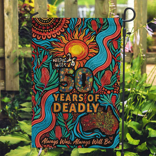 NAIDOC Week 26 Garden Flag 50 Years of Deadly Aboriginal Motif