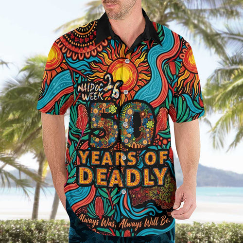NAIDOC Week 26 Hawaiian Shirt 50 Years of Deadly Aboriginal Motif