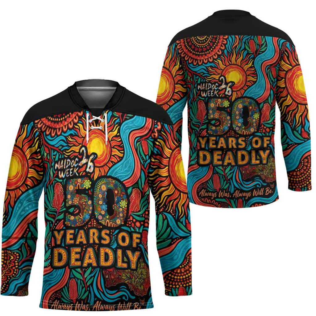 NAIDOC Week 26 Hockey Jersey 50 Years of Deadly Aboriginal Motif