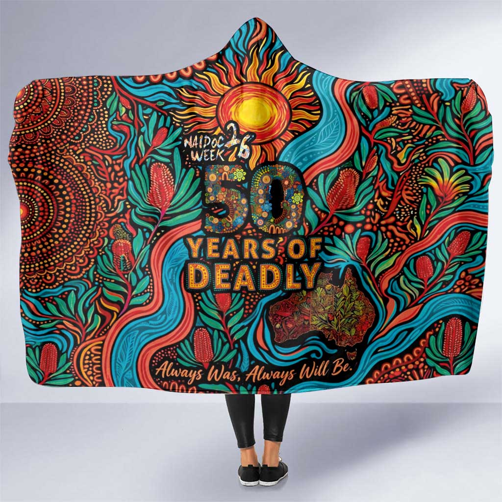 NAIDOC Week 26 Hooded Blanket 50 Years of Deadly Aboriginal Motif