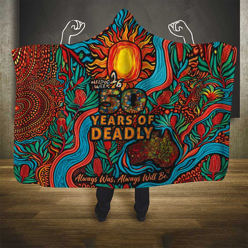 NAIDOC Week 26 Hooded Blanket 50 Years of Deadly Aboriginal Motif