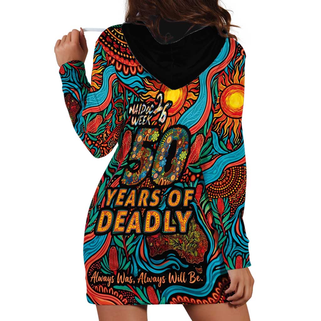NAIDOC Week 26 Hoodie Dress 50 Years of Deadly Aboriginal Motif