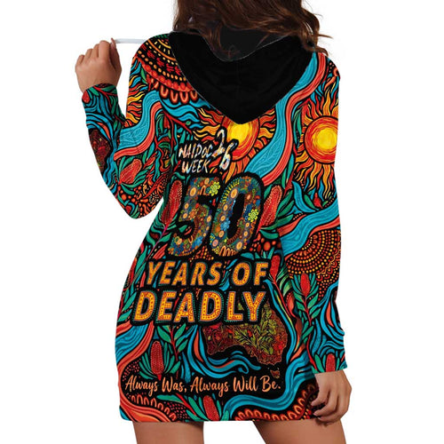 NAIDOC Week 26 Hoodie Dress 50 Years of Deadly Aboriginal Motif
