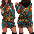 NAIDOC Week 26 Hoodie Dress 50 Years of Deadly Aboriginal Motif