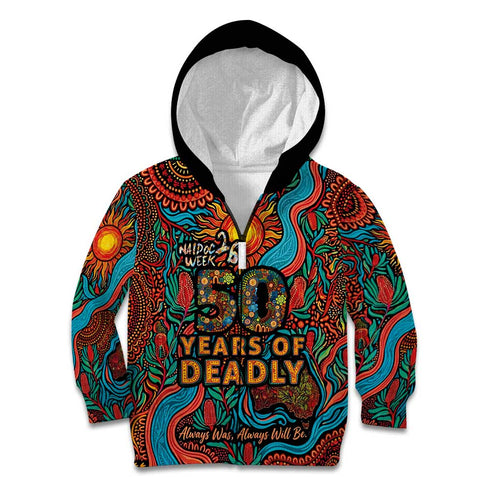 NAIDOC Week 26 Kid Hoodie 50 Years of Deadly Aboriginal Motif