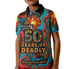 NAIDOC Week 26 Kid Polo Shirt 50 Years of Deadly Aboriginal Motif
