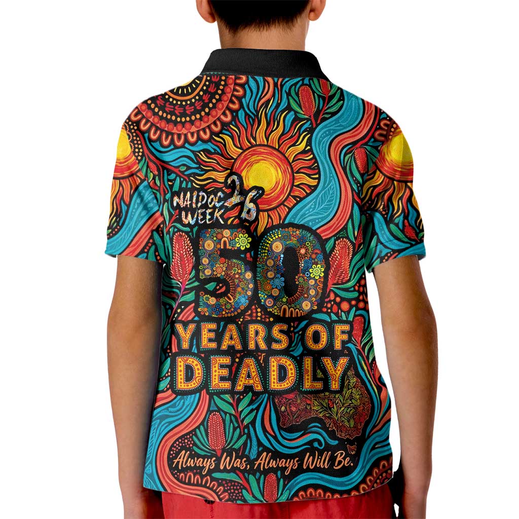 NAIDOC Week 26 Kid Polo Shirt 50 Years of Deadly Aboriginal Motif