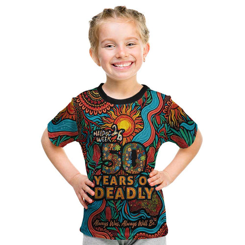 NAIDOC Week 26 Kid T Shirt 50 Years of Deadly Aboriginal Motif