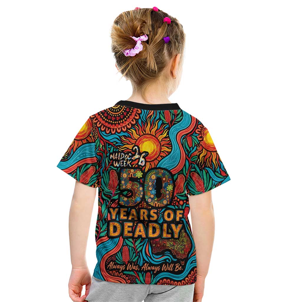 NAIDOC Week 26 Kid T Shirt 50 Years of Deadly Aboriginal Motif
