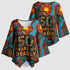 NAIDOC Week 26 Kimono Sleeve Blouse 50 Years of Deadly Aboriginal Motif