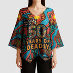 NAIDOC Week 26 Kimono Sleeve Blouse 50 Years of Deadly Aboriginal Motif