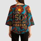 NAIDOC Week 26 Kimono Sleeve Blouse 50 Years of Deadly Aboriginal Motif