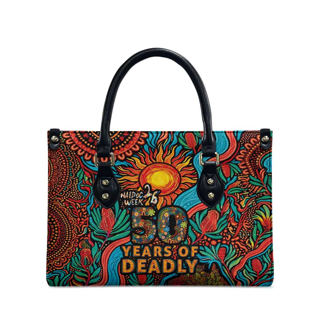 NAIDOC Week 26 Leather Bag 50 Years of Deadly Aboriginal Motif