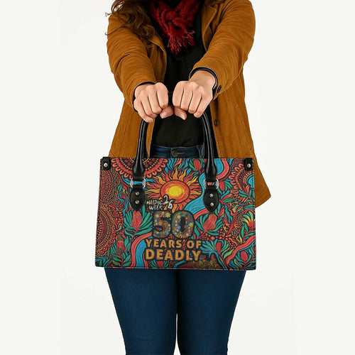 NAIDOC Week 26 Leather Bag 50 Years of Deadly Aboriginal Motif