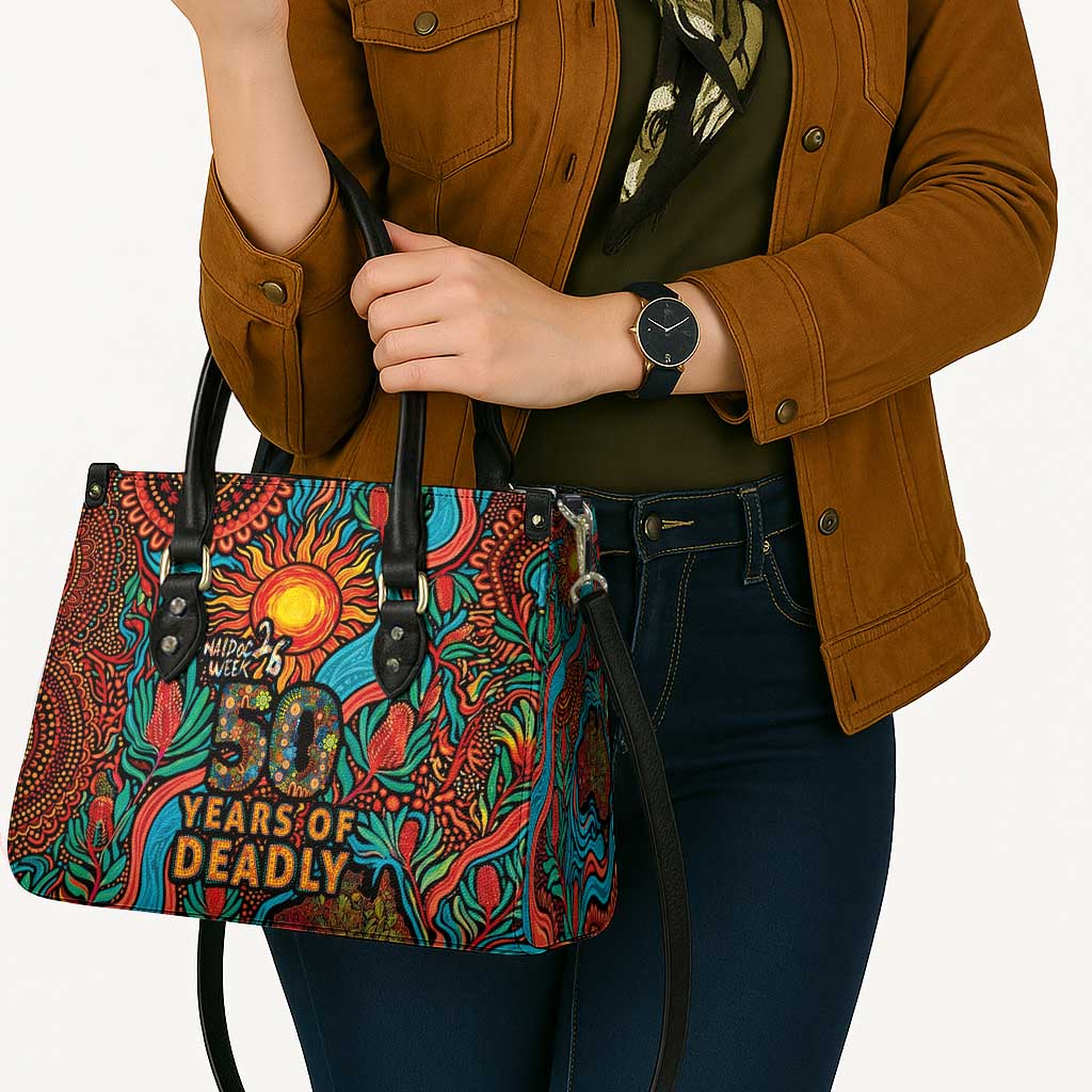NAIDOC Week 26 Leather Bag 50 Years of Deadly Aboriginal Motif