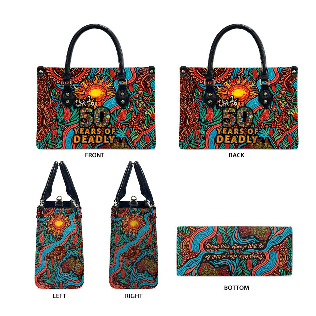 NAIDOC Week 26 Leather Bag 50 Years of Deadly Aboriginal Motif