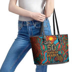 NAIDOC Week 26 Leather Tote Bag 50 Years of Deadly Aboriginal Motif