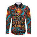NAIDOC Week 26 Long Sleeve Button Shirt 50 Years of Deadly Aboriginal Motif