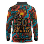 NAIDOC Week 26 Long Sleeve Polo Shirt 50 Years of Deadly Aboriginal Motif