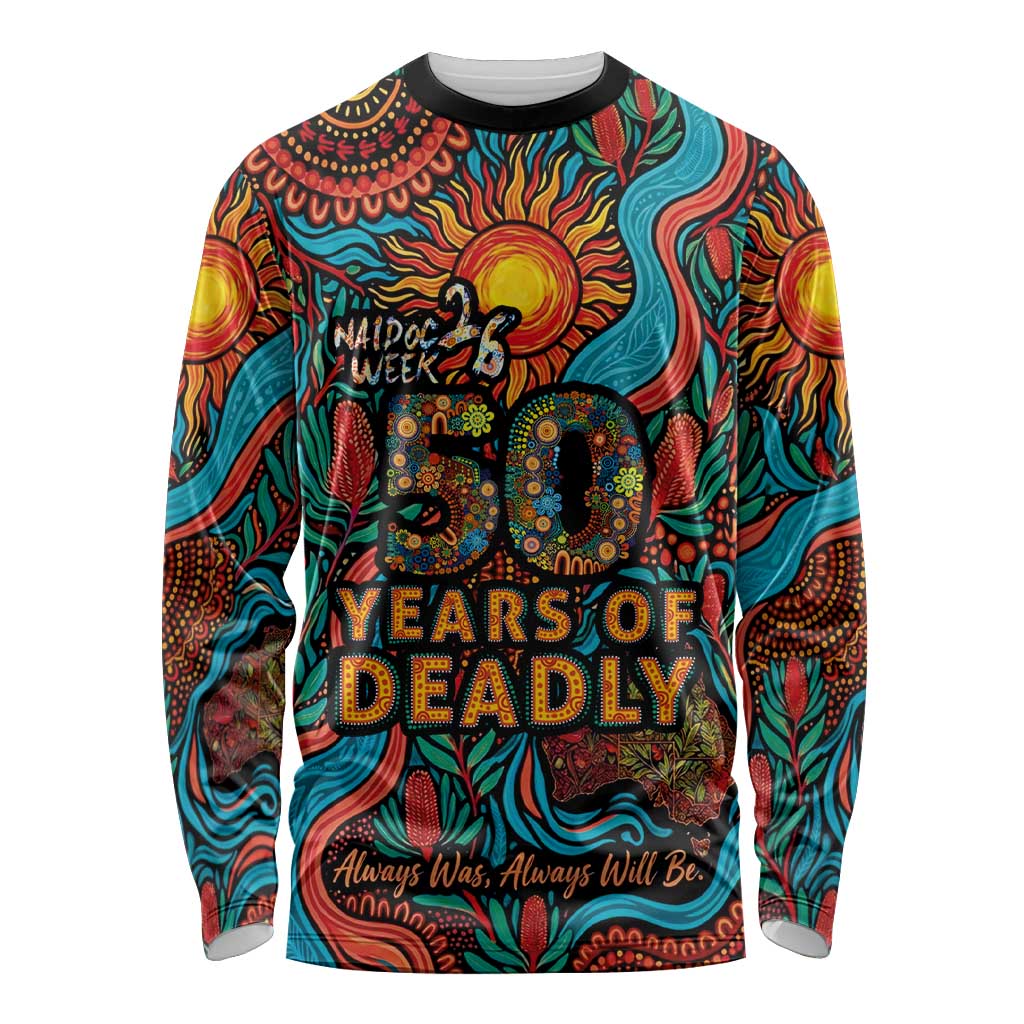 NAIDOC Week 26 Long Sleeve Shirt 50 Years of Deadly Aboriginal Motif
