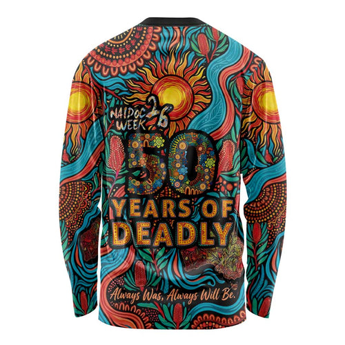 NAIDOC Week 26 Long Sleeve Shirt 50 Years of Deadly Aboriginal Motif