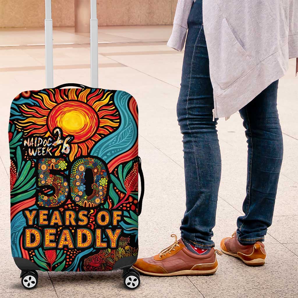 NAIDOC Week 26 Luggage Cover 50 Years of Deadly Aboriginal Motif