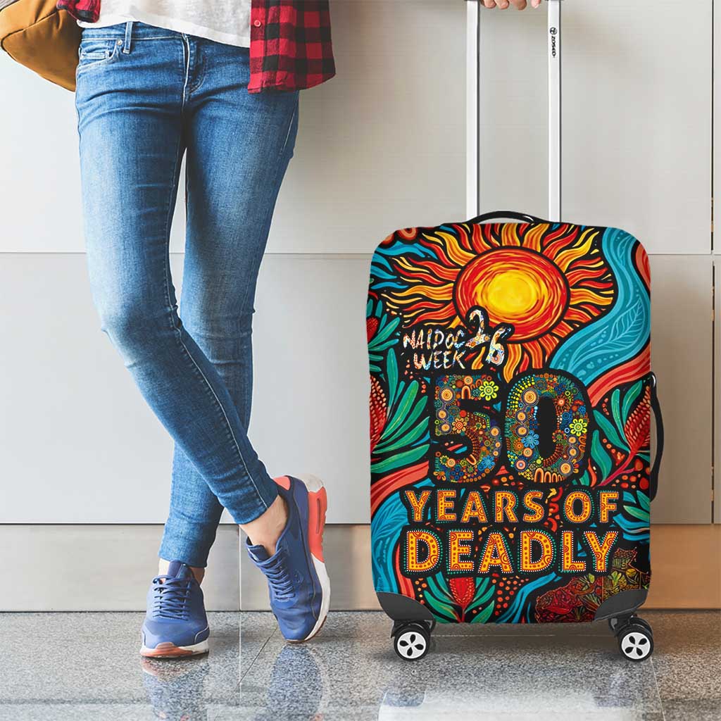 NAIDOC Week 26 Luggage Cover 50 Years of Deadly Aboriginal Motif
