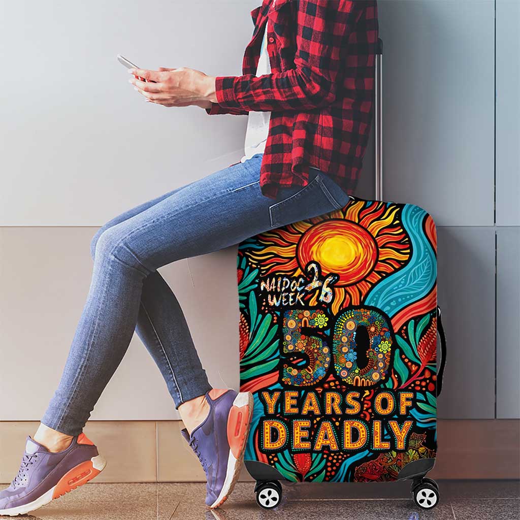 NAIDOC Week 26 Luggage Cover 50 Years of Deadly Aboriginal Motif