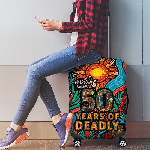 NAIDOC Week 26 Luggage Cover 50 Years of Deadly Aboriginal Motif