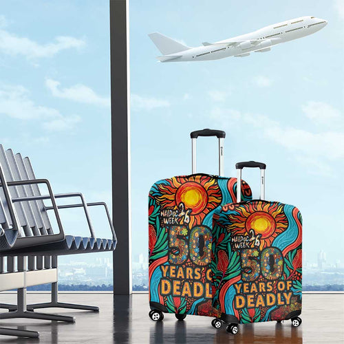 NAIDOC Week 26 Luggage Cover 50 Years of Deadly Aboriginal Motif