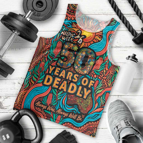NAIDOC Week 26 Men Tank Top 50 Years of Deadly Aboriginal Motif
