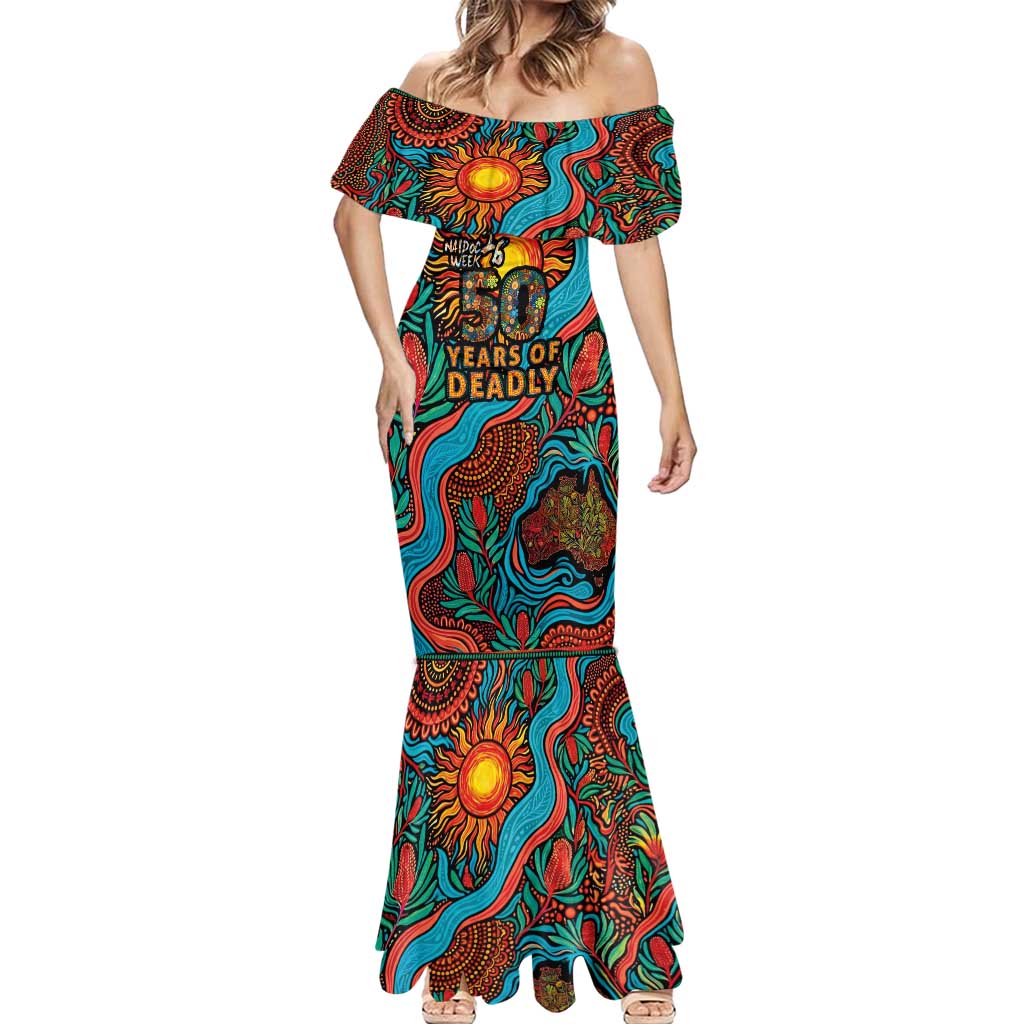 NAIDOC Week 26 Mermaid Dress 50 Years of Deadly Aboriginal Motif