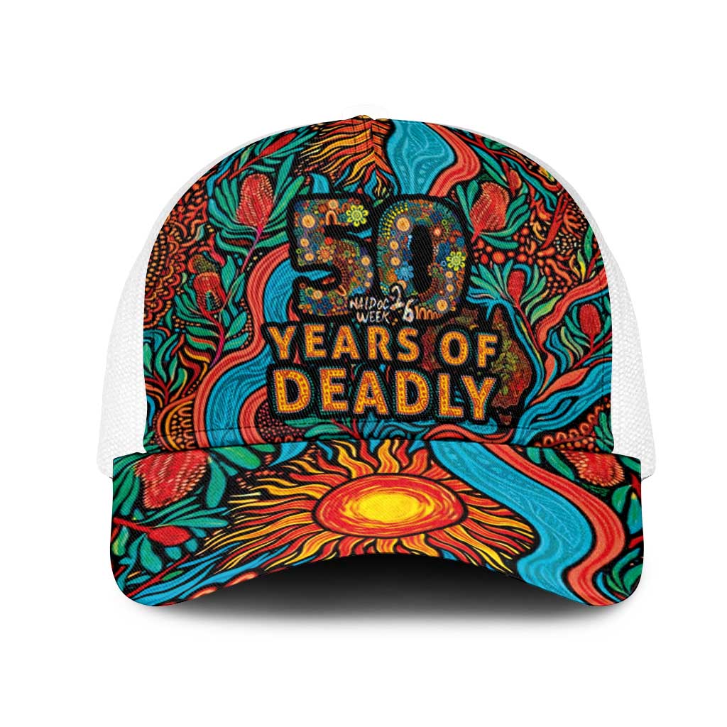 NAIDOC Week 26 Mesh Trucker Cap 50 Years of Deadly Aboriginal Motif