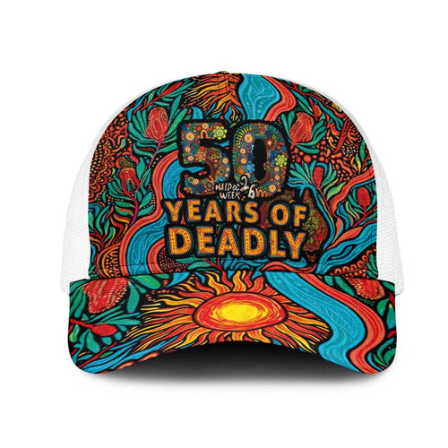 NAIDOC Week 26 Mesh Trucker Cap 50 Years of Deadly Aboriginal Motif