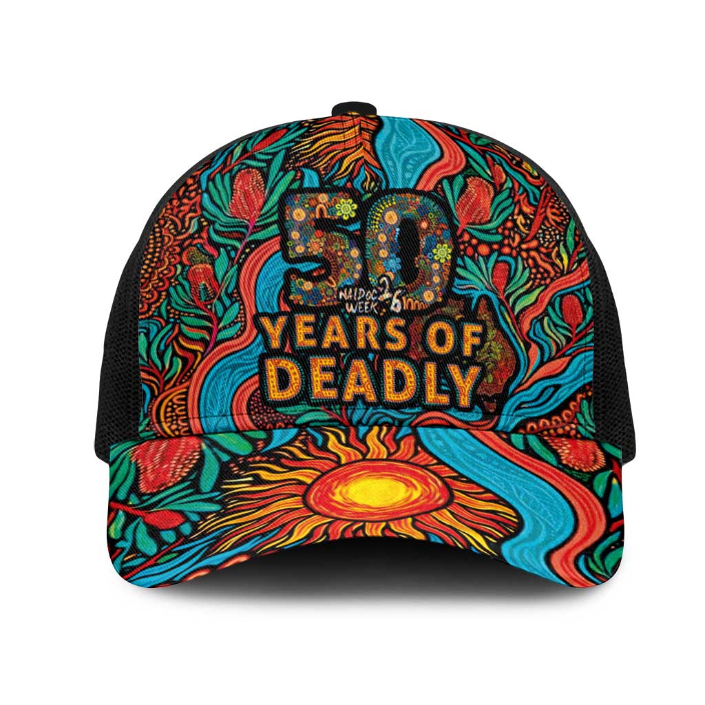 NAIDOC Week 26 Mesh Trucker Cap 50 Years of Deadly Aboriginal Motif
