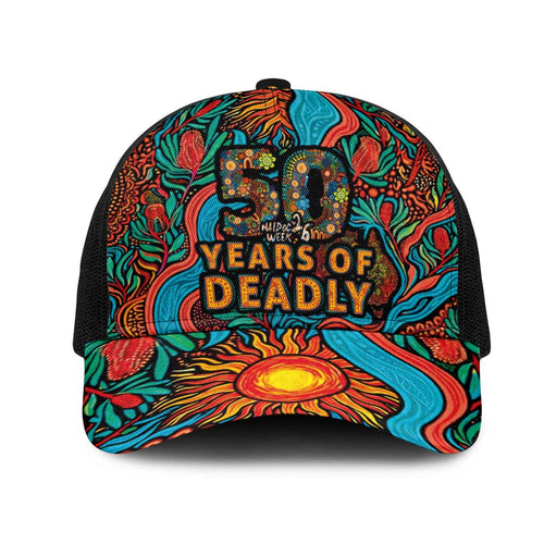 NAIDOC Week 26 Mesh Trucker Cap 50 Years of Deadly Aboriginal Motif