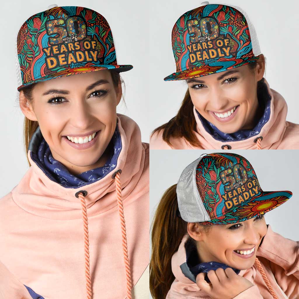 NAIDOC Week 26 Mesh Trucker Cap 50 Years of Deadly Aboriginal Motif