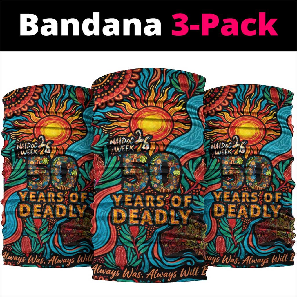 NAIDOC Week 26 Neck Gaiter 50 Years of Deadly Aboriginal Motif