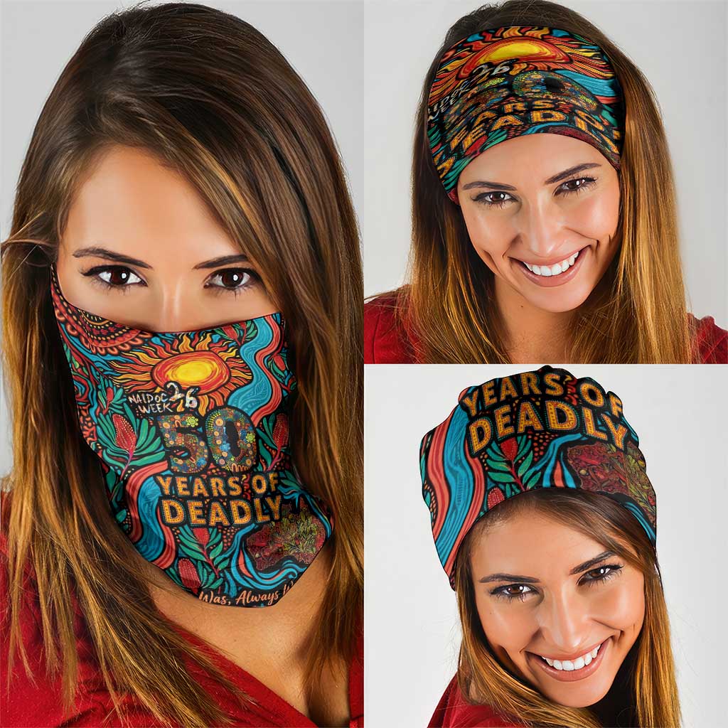 NAIDOC Week 26 Neck Gaiter 50 Years of Deadly Aboriginal Motif