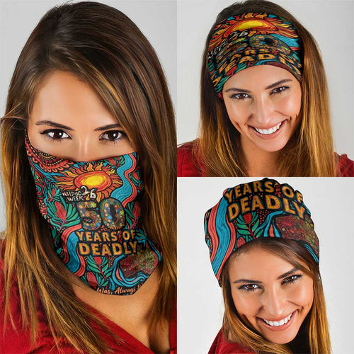 NAIDOC Week 26 Neck Gaiter 50 Years of Deadly Aboriginal Motif