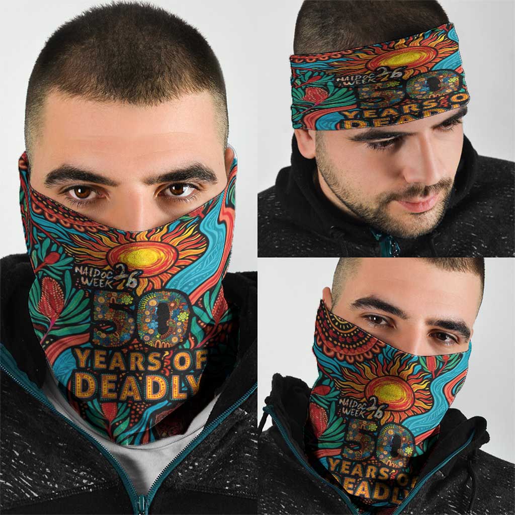 NAIDOC Week 26 Neck Gaiter 50 Years of Deadly Aboriginal Motif