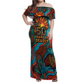 NAIDOC Week 26 Off Shoulder Maxi Dress 50 Years of Deadly Aboriginal Motif