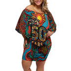 NAIDOC Week 26 Off Shoulder Short Dress 50 Years of Deadly Aboriginal Motif