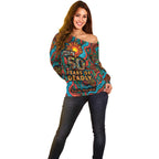 NAIDOC Week 26 Off Shoulder Sweater 50 Years of Deadly Aboriginal Motif