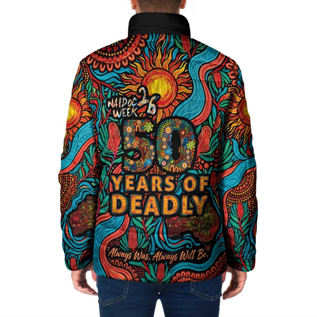 NAIDOC Week 26 Padded Jacket 50 Years of Deadly Aboriginal Motif