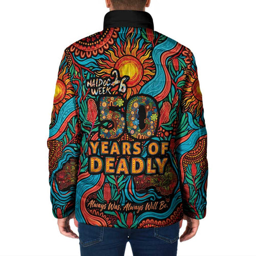 NAIDOC Week 26 Padded Jacket 50 Years of Deadly Aboriginal Motif