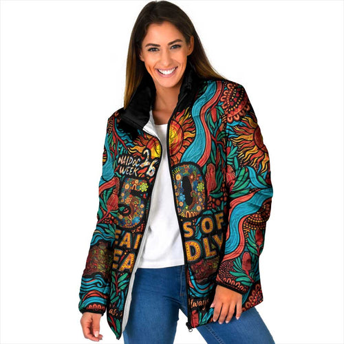 NAIDOC Week 26 Padded Jacket 50 Years of Deadly Aboriginal Motif