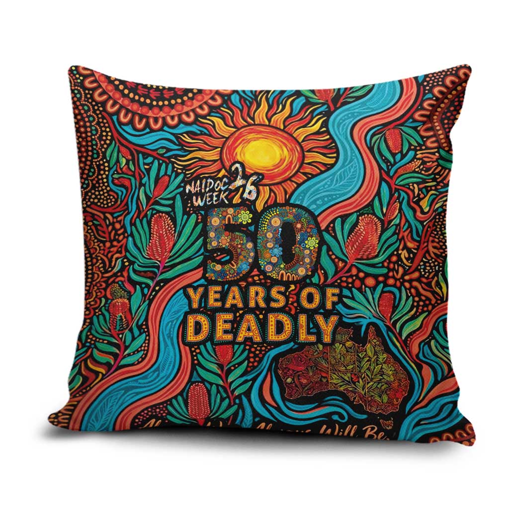 NAIDOC Week 26 Pillow Cover 50 Years of Deadly Aboriginal Motif