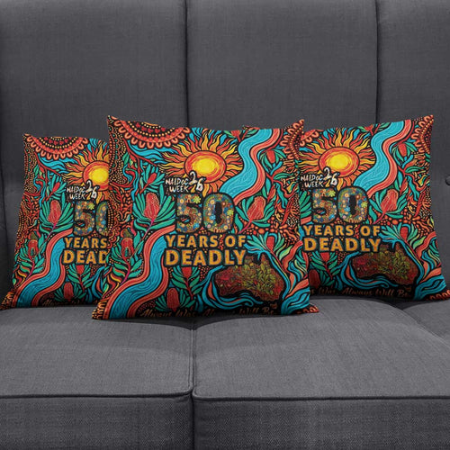 NAIDOC Week 26 Pillow Cover 50 Years of Deadly Aboriginal Motif